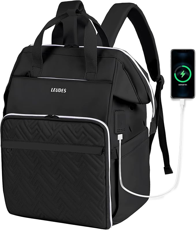 Leudes Knitting Bag Backpack, Yarn Storage Organizer Large Crochet Bag Tote Christmas Gift Yarn Holder Case for Carrying Projects, Knitting Needles (Upgraded Black)