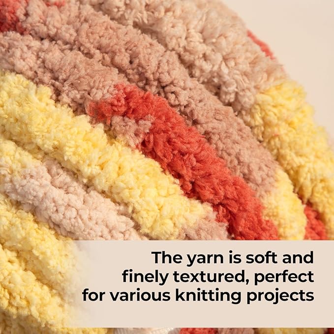 Chunky Yarn for Hand Knitting & Crocheting – Mixed Color Soft, Bulky Jumbo Yarn for Blankets, Scarves, DIY Projects, 8-Pack (Orange, Beige, Yellow, Camel)
