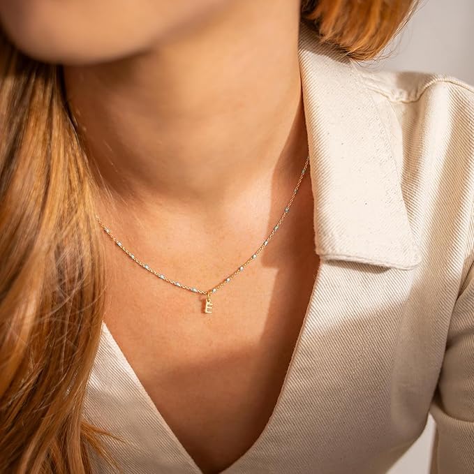 KYUNHOO Light Blue Beaded Chain Spool Gold Plated Jewelry Making Chain Necklace with Lobster Clasps and Jump Rings for Jewelry Crafts DIY Making Finding Supplies