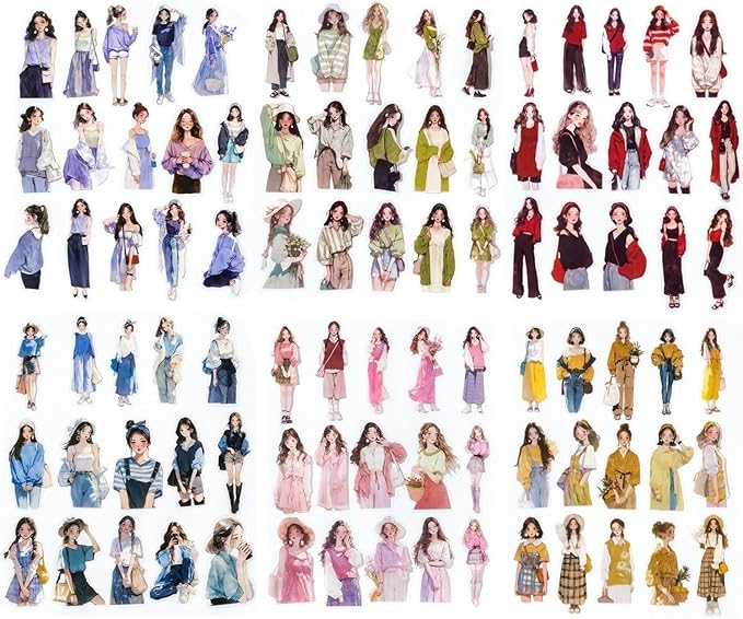 TIAMECH Rainbow Girls' Chronicles PET Stickers - 180 Pcs Rose Melody Spring Inflorescences Design, Waterproof Sticker for Journaling & Scrapbooking, Junk Journal Supplies, Ephemera & DIY Crafts