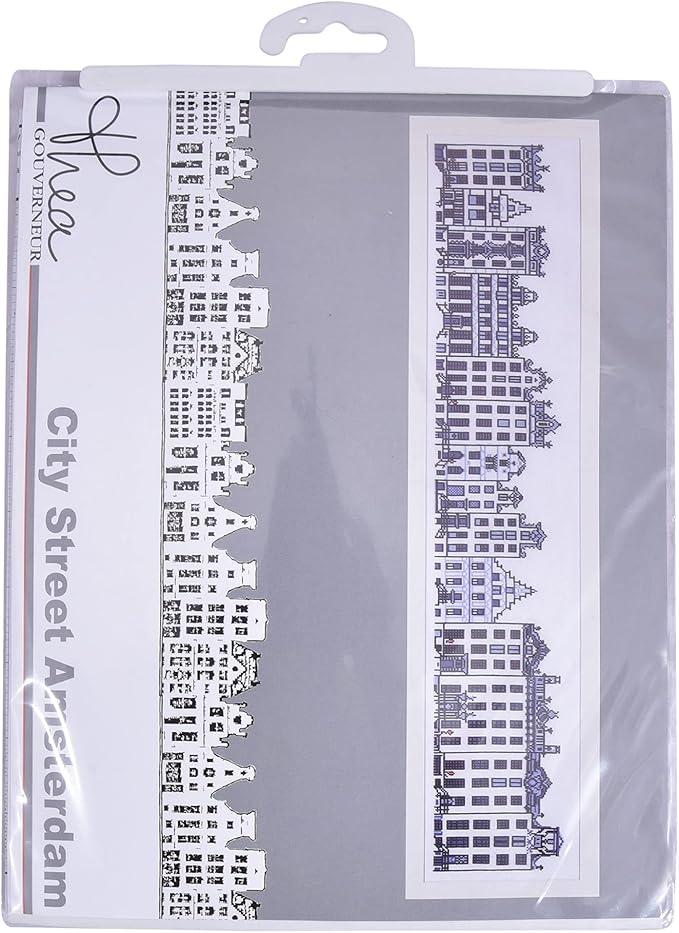 Thea Gouverneur - Counted Cross Stitch Kit - City Street Amsterdam - Aida - 16 Count - Embroidery Kits for Adults - Crafts - DMC Embroidery Threads and Other Cross Stitch Supplies Included - 873A
