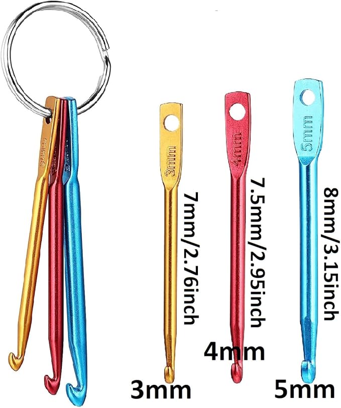 Zuoyou Crochet Hook Kit with Mini Keychain Crochet Hook, Aluminum Tunisian Afghan Crochet Knitting Needle with Eye