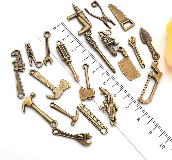 WOCRAFT 60pcs Antique Bronze Tools Bracelet Charms for Jewelry Making Sets DIY Necklace Bracelet Keychain Crafting Charms Kit Craft Supplies (SN901)