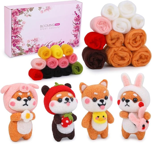 UOOU Needle Felting Kit, Wool Felting Kit with 6 Pcs Colorful Needle Felting Needles and Instructions, Wool Felting Supplies for Adults and Beginners