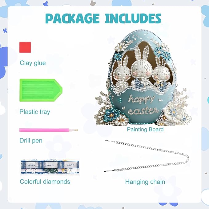 MAXBYE Easter Eggs Hanging Diamond Art Painting Kits for Adults Beginners, DIY 5D Special Shaped Crystal Painting Diamond Kits Hanging Ornament for Gift Home Wall Door Decor 8×12Inch