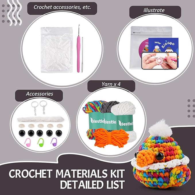 Vanttokeey Crochet Kit for Beginners, Animal Amigurumi Crochet Kits Included, Step-by-Step Video Tutorials, Beginner Crochet Kit for Adults and Kids, DIY Easy Crochet Crafts (Eagle Parrot)