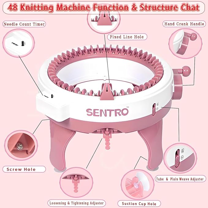Sentro 48 Knitting Machine, 48 Needles Knitting Machine with Row Counter Automatic Circular Weaving Spinning Knitting Loom Machine Kit for Adults & Beginners for Scarves,Sweater,Hat