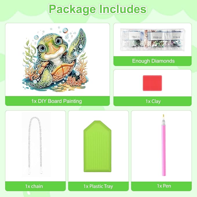 TOSTOG Sea Turtle Diamond Art Pendant Kits for Adult, Cute Diamond Painting Hanging Kit for Beginners, 5D DIY Crafts Gem Art, Waterproof Full Accessories for Home Decor Idea 20 * 20 cm/8 * 8 in
