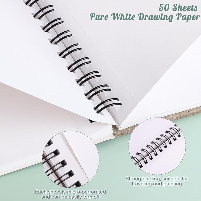 50 Sheets Marker Paper Pad, 7.6×7.6 Inch Bleedproof Art Sketch Pad, 73lb/120gsm Drawing Paper Spiral Sketch Book, Alcohol Marker Paper Painting Coloring Paper for Beginners, Artists, Ideal Gift