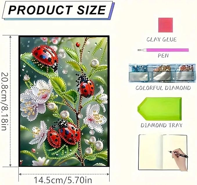 Insect Diamond Painting Notebook for Adults, A5 Diamonds Art Journal and DIY Sketchbook, Diamond Art Kit Supplies,Gift for Beginners, Craft Lovers, Artists. (Insect)
