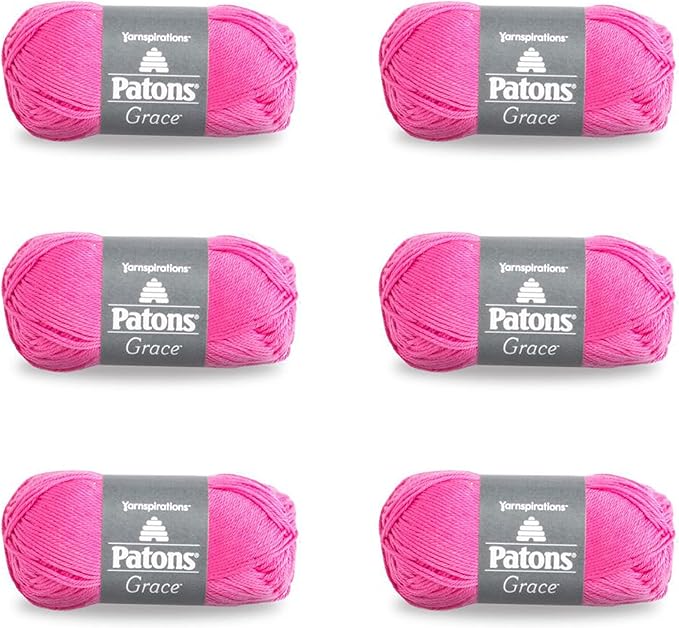 Patons Grace Lotus Yarn - 6 Pack of 1.75oz/50g - Cotton - 3 DK - 136 Yards - Knitting/Crochet