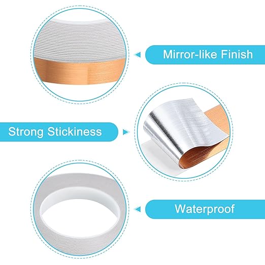 uxcell Metallic Tape, 0.59 in x 164 ft Self Adhesive Metalized Polyester Film Tape Waterproof Washi Tape for Walls Graphic Arts Gifts Wrapping Crafts Decoration, Brushed Rose Gold, 2 Pcs