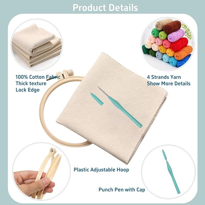 DIY Punch Needle Kits Siamese Cat Christmas Easy for Beginners Embroidery Starter Set with Hoop Needlepoint Craft Hobby and Home Decor 20x20cm