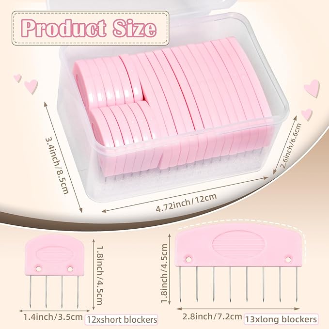 Knit Blocking Pins Kit, 25 Pcs Pink Color Knit Blocking Combs, Knit Blocking Combs for Blocking Knitting, Crochet, Lace or Needlework Projects,Knitting Block Tool for Blocking Mats