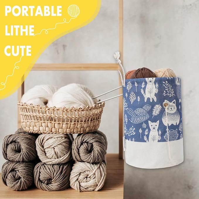 Yarn Bag, Small Crochet Bag Organizer, Drawstring Yarn Storage Knitting Bags, Portable Mini Yarn Holder for Crocheting Project, Skein Ball, Needles Accessories