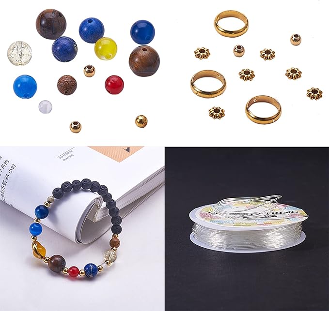SUNNYCLUE 1 Box 310Pcs DIY Multilayer Solar System Bracelet Making Kit Natural Gemstone Universe Galaxy Nine Guardian Planets Necklace Beading Christmas Bracelet Jewelry Making Starter Craft Supplies