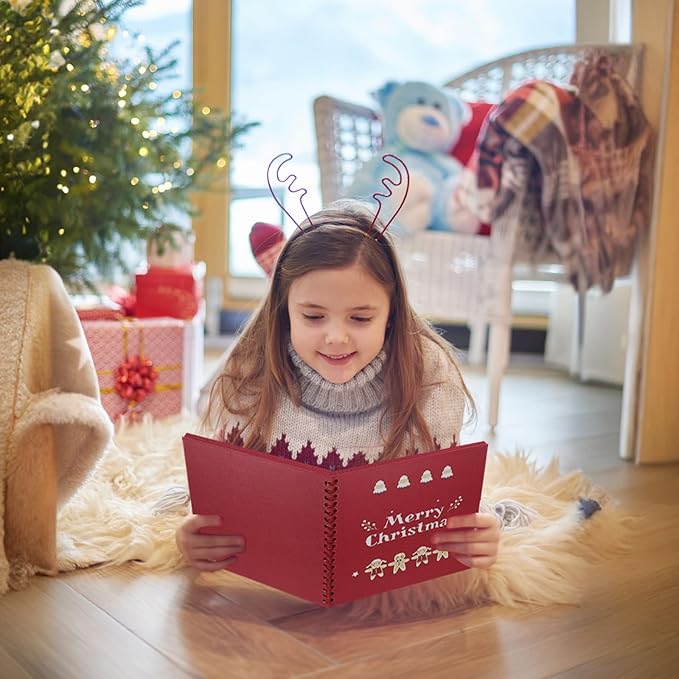 Christmas Memory Book - 10" x 10" Scrapbook Album, 60 Pages, with Photo Corner Stickers | DIY Holiday Keepsake Kit | Merry Christmas Gift for Memories