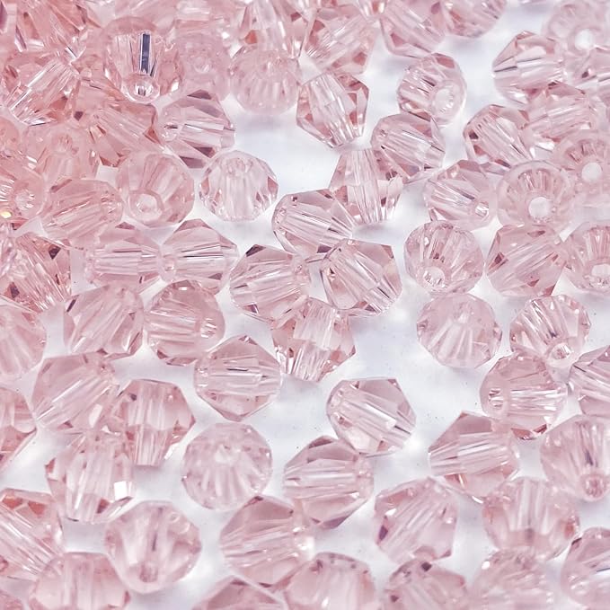 200pcs Bicone Crystal Beads 6mm Crystal Glass Faceted Beads for Necklace Bracelet Earrings DIY Jewelry Crafts Making Supplies(Light Pink)