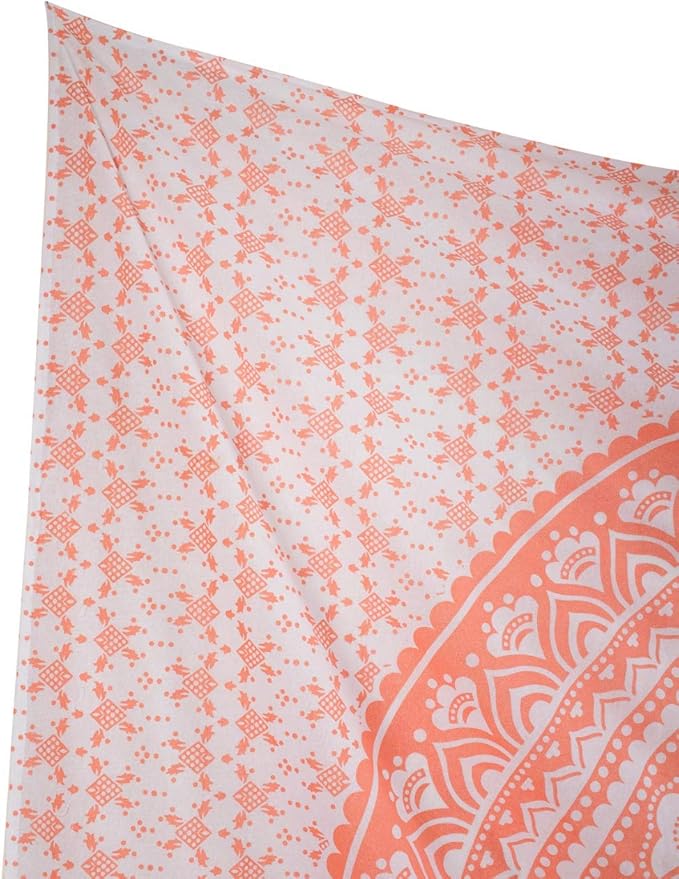 popular handicrafts tapestry wall hanging hippie ombre mandala bohemian hippy intricate indian tapestries bedspread 84 x 90 inches (215cm x 230cm) coral peach