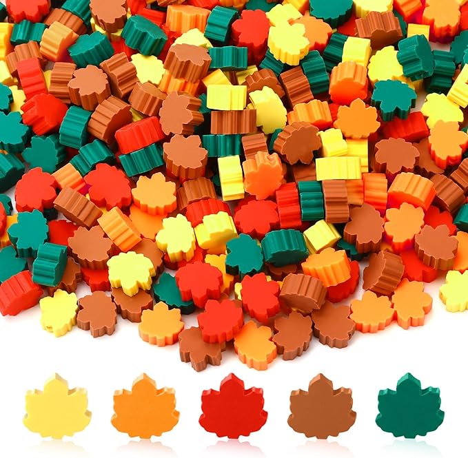 Augshy 300Pcs Fall Maple Leaves Beads, Maple Leaf Polymer Clay Beads for Bracelets, Necklaces, Earrings and Crafts Supplies