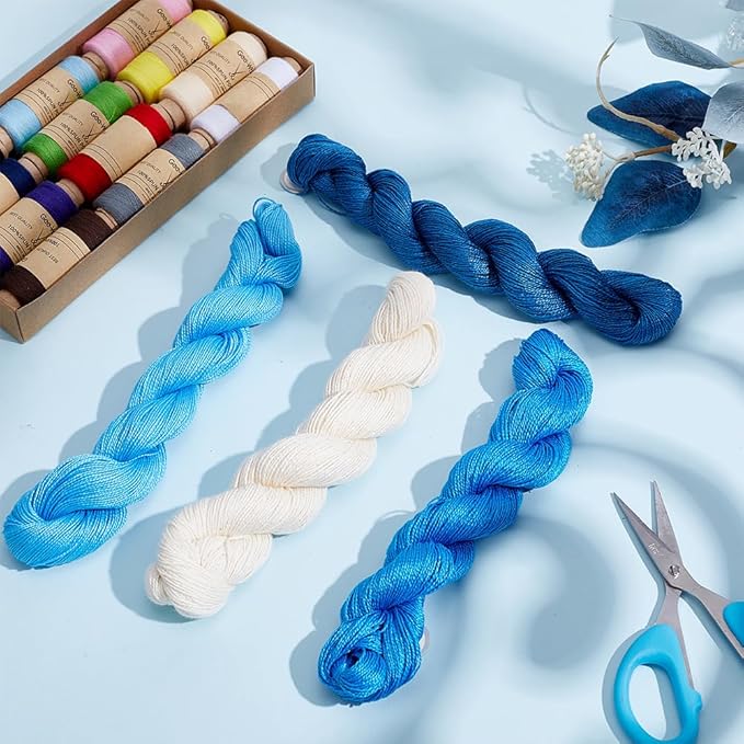 FREEBLOSS 4 Pcs Sashiko Thread Skein 100 Meters*4 Colors Cotton Embroidery Thread Japanese Quilting & Sashiko Kit Supplies