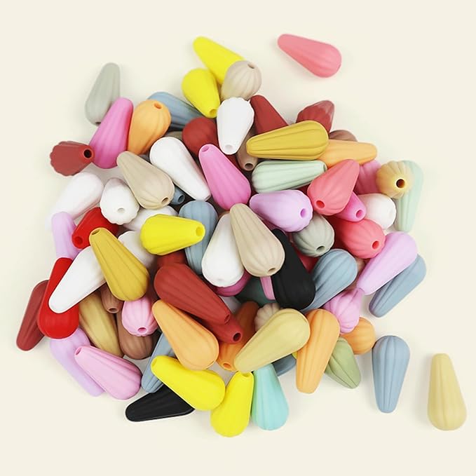 40PCS Cone Silicone Beads Colorful Silicone Beads Bulk Spacer Beads Colorful Focal Beads for DIY Craft Garland Keychain Lanyard Necklace Bracelet Jewelry Making Accessories Handmade Crafts