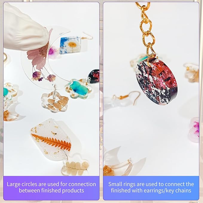 RESIN GO Epoxy Resin Earring Molds, 328 PCs UV Resin Jewelry Molds Kit with Holes, Variety Shapes Keychain Pendant Necklace Bundle Complete Set Clearance, Silicone Molds for Teen Female
