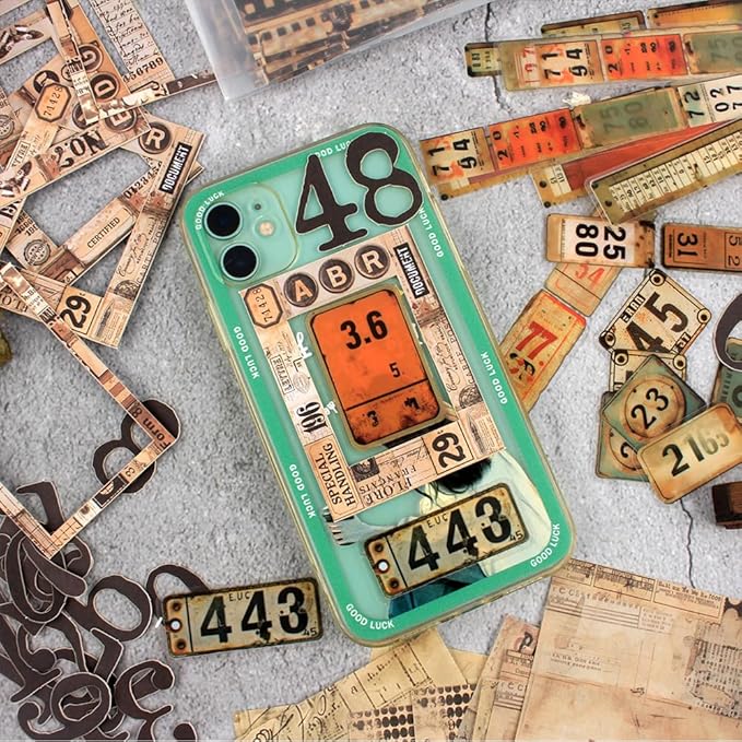 Vintage Scrapbook Kit, 90 Sheets Retro Tag Labels Collection, Scrapbooking Stickers and Decorative Papers Collage Materials, Ephemera for Junk Journal Supplies, Journaling, Crafts Arts, Scrap Booking
