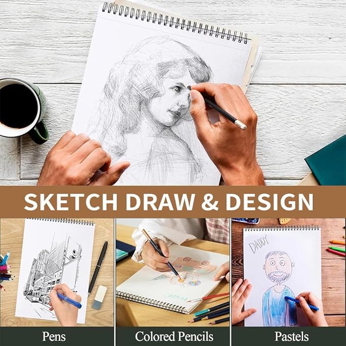 Thickened Mixed Media Sketchbook - Three Different Sizes, Drawing Paper Pad-108lb/160gsm, (Character Sketch, A6 (Mini Size) 3.9X5.7 inch)