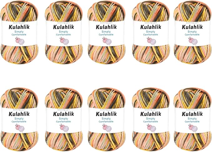 500g(10x50g) Acrylic Yarn for Crocheting and Knitting, Colorful Gradient Yarn Thread, 10 Rolls Skeins, Multicolor Hilo Acrílico, Perfect for DIY Crafts Project