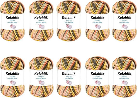 500g(10x50g) Acrylic Yarn for Crocheting and Knitting, Colorful Gradient Yarn Thread, 10 Rolls Skeins, Multicolor Hilo Acrílico, Perfect for DIY Crafts Project