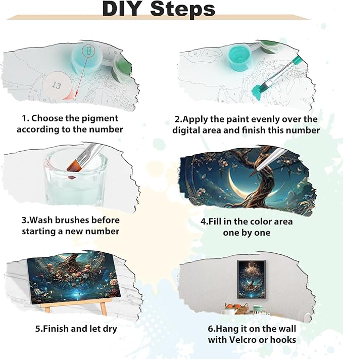 EOBROMD Framed Paint by Numbers Kits for Adults - Wooden Easel, Tree of Life DIY Acrylic Paint by Number on Stretched Canvas, Painting Kits Adults Oil by Numbers for Home Decor 10x14 Inch