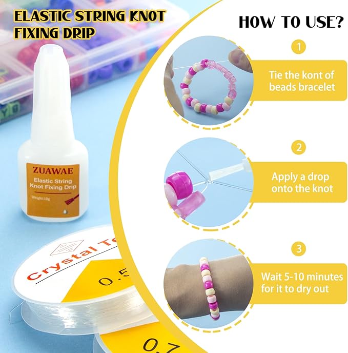 Elastic String for Bracelets, Stretchy Bracelet String 6 Roll Clear Elastic String for Bracelets, 1 Roll 0.7mm Flat Bracelet String Elastic for Beads Beading Bracelet Necklace Jewelry Making Supplies