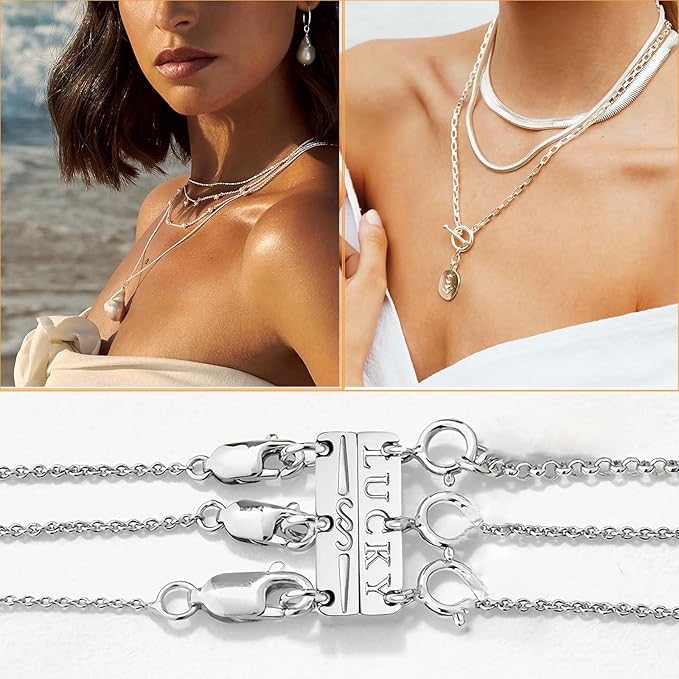 dailyacc lucky necklace layering clasp 18k gold and silver strong multiple necklace clasps for layered look separator
