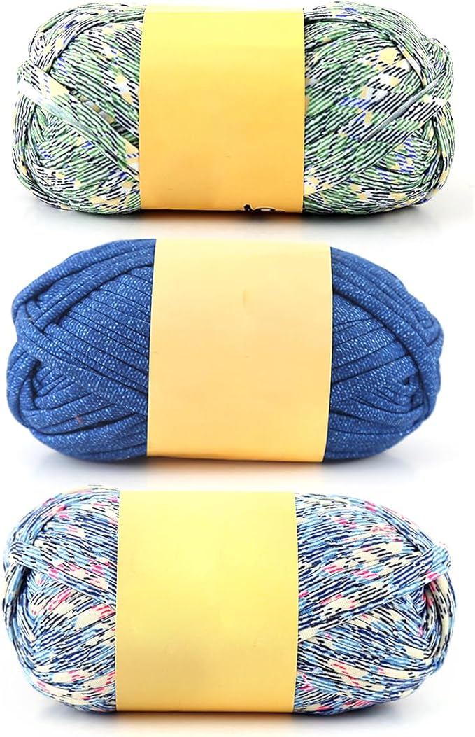iSuperb 3 Pack Knitting Yarn Colorful Cloth T-Shirt Yarn Fabric Crochet Cloth for DIY Knitted Art Basket Bag - 300g