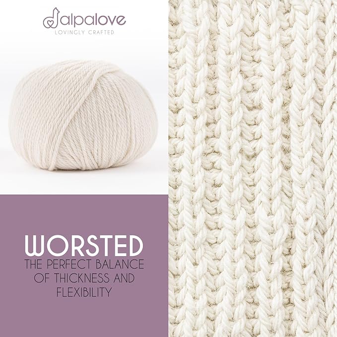 Worsted Set (6 x 1.75 oz) Super Soft Baby Alpaca Knitting Yarn Ecru 656 Yards