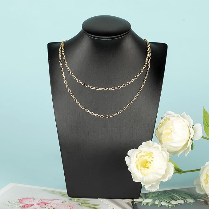 YOUBEIYEE 32.8 Feet 18K Gold Plated Jewelry Chains Bulk, Solid Brass Lip Cable Chain for Women Necklace Bracelet DIY Jewelry Findings