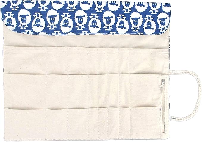 Teamoy Knitting Needles Holder Case(up to 14 Inches), Rolling Organizer for Straight and Circular Knitting Needles, Crochet Hooks and Accessories, Sheep - NO Accessories Included
