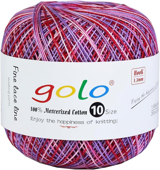 golo Crochet Thread Size 10 Crochet Yarn for Hand Knitting Rainbow Yarn D178