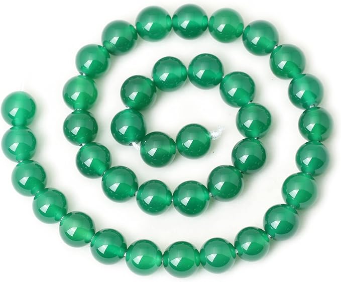 35PCS 10mm Green Agate Gemstone Round Loose Beads for Jewelry Making 1 Strand 15"