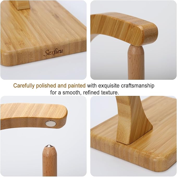 Yarn Holder for Crocheting and Knitting - Magnetic Wooden Yarn Holder Spinner, Ideal for Crochet Accessories, Knitting Accessories, Cool Gifts for Crocheters and Knitting Lovers （Natural）