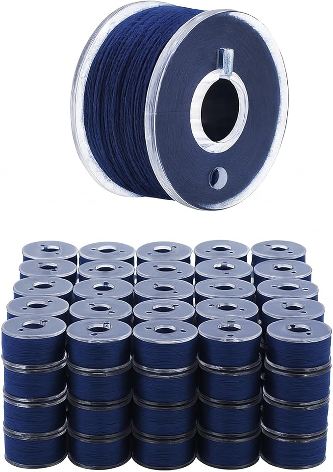 Mandala Crafts 144 Navy Blue SA156 Prewound Bobbins for Singer Sewing Machine -15J SA156 Prefilled Bobbin Thread for Brother Sewing Machine and Embroidery