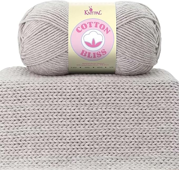 Cotton Bliss Soft Cotton Blend Yarn for Crocheting, 4-Pack (640Yds / 400G), Free Patterns, Beginners Friendly - #4 Medium Worsted Weight Yarn for Baby Blanket - Misty Birch