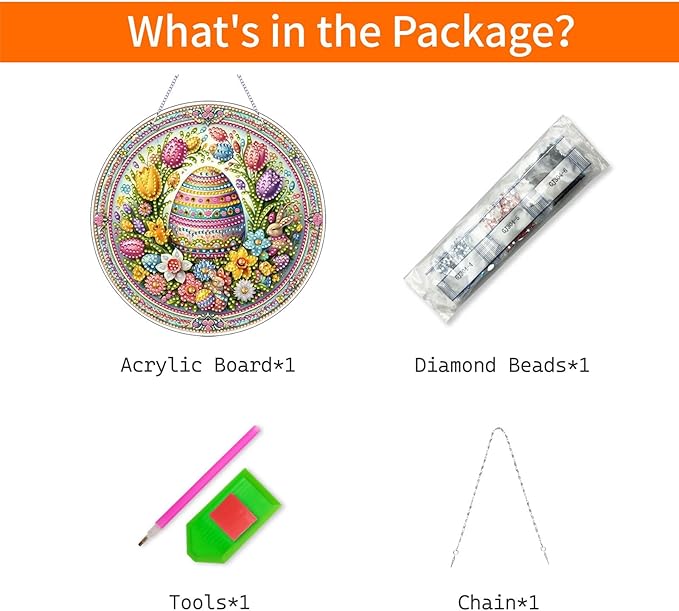 VODAPYC Easter Diamond Art Hanging Kits for Adults, DIY Double Sided Partial Special Shaped Diamond Art Window Pendant Ornament(Easter Flower Egg)