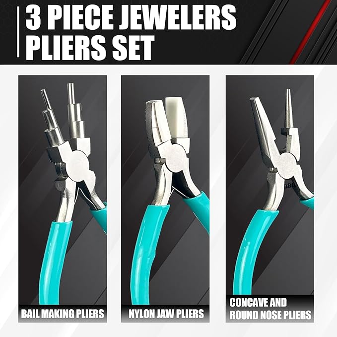 C&T 3-Piece Jewelry Pliers Set, Jewelry Making Tools Kit, Micro Jewelry Plier, Jewelry Making Supplies, Pliers set for jewellery making bead winding and shaping wire DIY Crafts