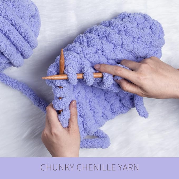Blue Purple Chunky Chenille Yarn for Crocheting Bulky Thick Fluffy Yarn for Knitting,Super Bulky Hand Blanket, Soft Plush Yarn Crochet Carpet/Scarf/Cushion/ 8 Jumbo Pack(63.76oz/197.68yd