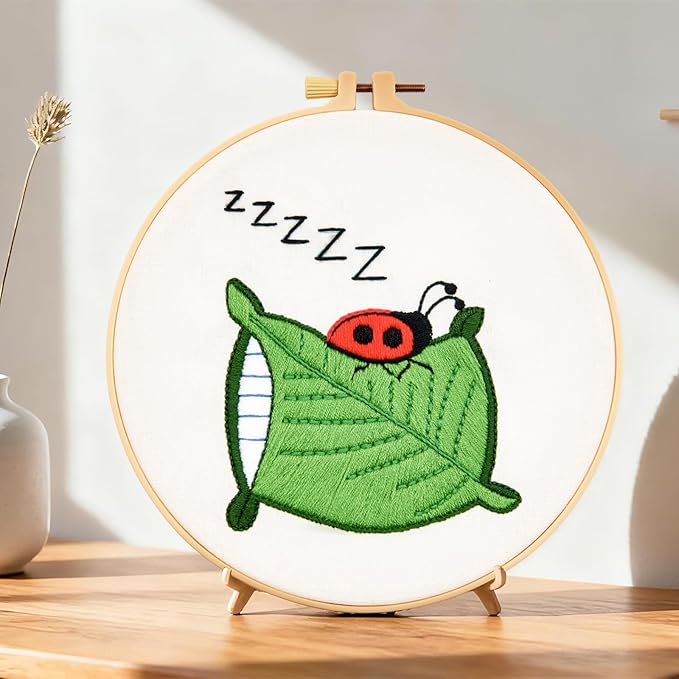 Embroidery Kits for Beginners Adults, Cute Hand Embroidery Starter Kit, Cross Stitch Kits for Beginners DIY Craft Kits for Adults Women, Entire Set of Embroidery Supplies【Full-Length Video Tutorial】