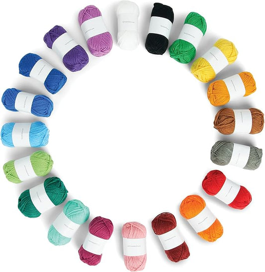 Caron Little Crafties Acrylic Mini Yarn Multipack 20 Count (Pack of 1) – Knitting, Crocheting & Art Projects – Machine Washable & Dryable – Durable Light Weight Yarn Kit