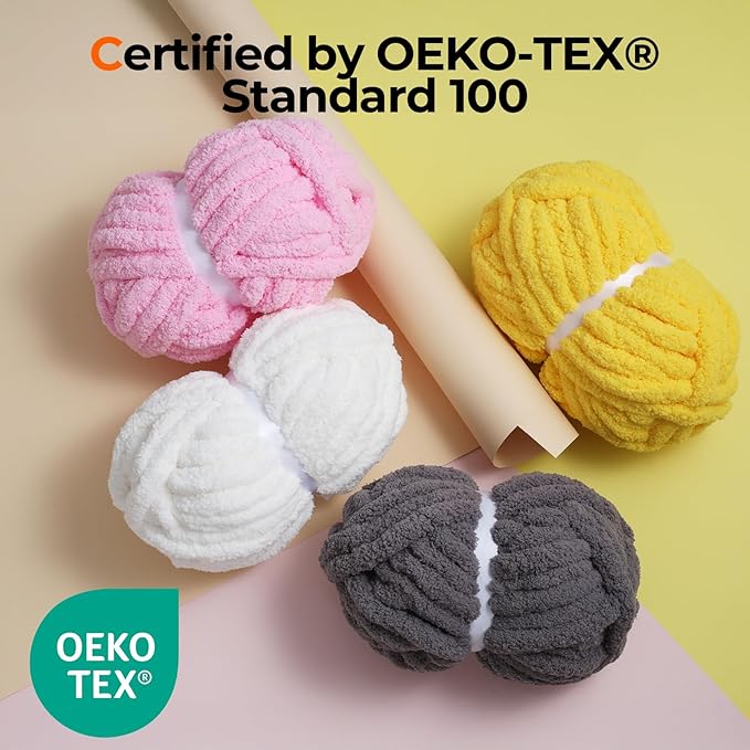 Assorted Chunky Yarn for Hand Knitting,Soft Jumbo Bulky Fluffy Chenille Yarn for Crocheting,Blanket Scarf DIY,8 Pack(28yds, 8 Ounces Each)