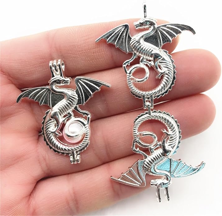 10pcs Silver Pearl Cage Locket Pendants, Essential Oil Diffuser DIY Necklace Bracelet Jewelry Making Craft, Bulk Beads Aromatherapy Diffuser Charms Gifts for Women Girls